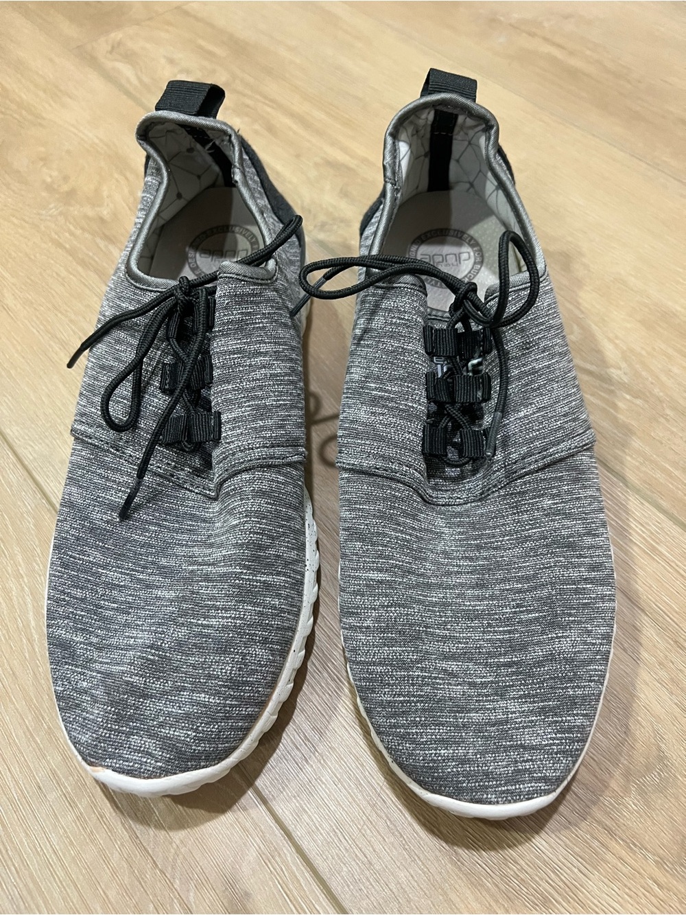Hey Dude Shoes Mens Renova Stretch Coal Size 10 gray, black, white